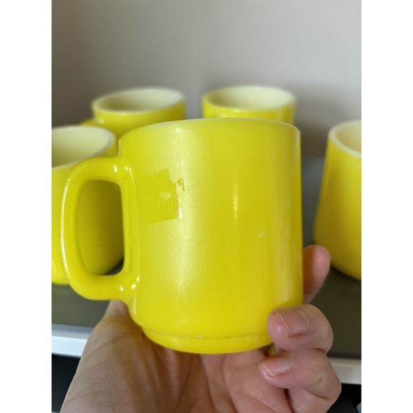 Vintage Glasbake Milk Glass Retro Coffee Mug Bright Yellow Lot 5 - Picture 6 of 14